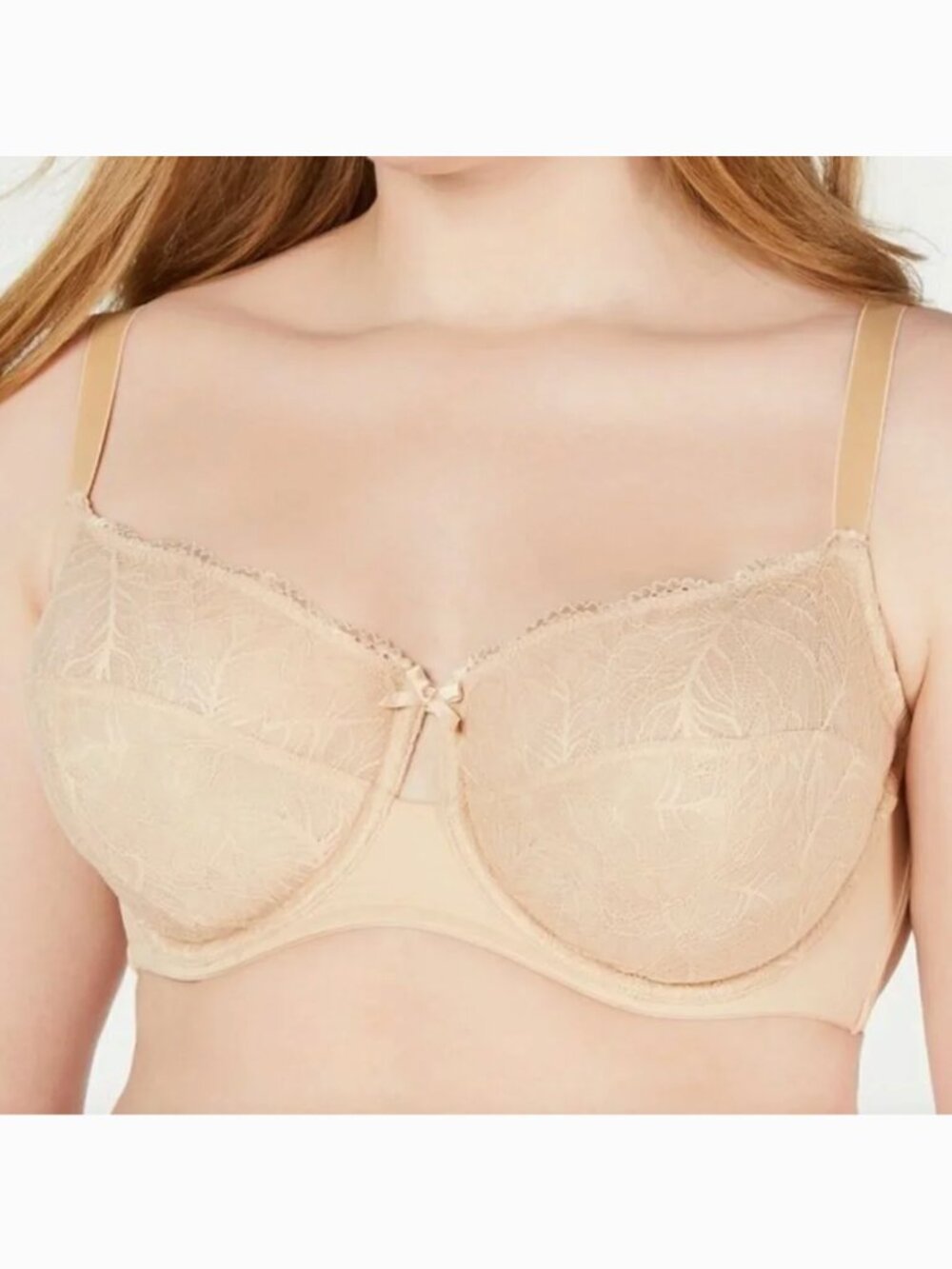 NEW NWT INC INTERNATIONAL CONCEPTS Plus Size Unlined Lace Bra Nude Beige sz 42C